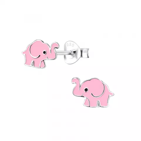 elefant emalj barnörhängen i silver
