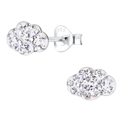 moln vita barnörhängen i silver