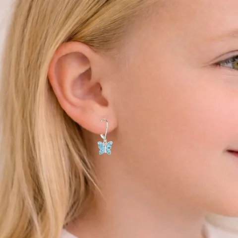 fjärilar blå barnörhängen i silver - Little Ones