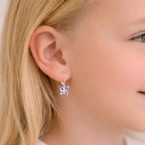 fjärilar multifärgat barnörhängen i silver - Little Ones