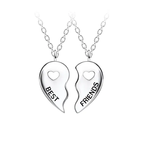 Best friends hjärta set med 2 halsband i silver - Little Ones