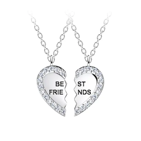 Best friends hjärta set med 2 halsband i silver - Little Ones