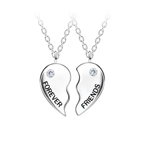 Best friends hjärta set med 2 halsband i silver - Little Ones