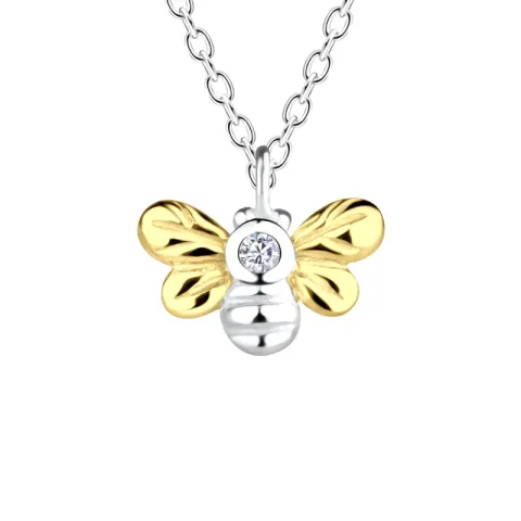 bi halsband i silver med hängen i silver och förgyllt silver - Little Ones