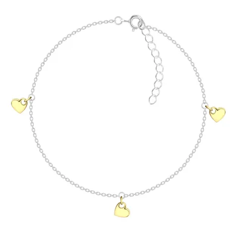 hjärta fotlänk  i silver med hängen i förgyllt silver - Little Ones