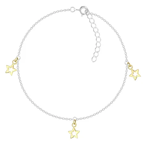 stjärna fotlänk  i silver med hängen i förgyllt silver - Little Ones