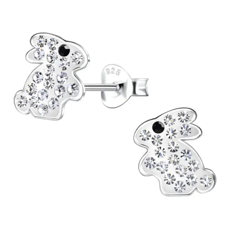 kanin kristal örhängen i silver - Little Ones