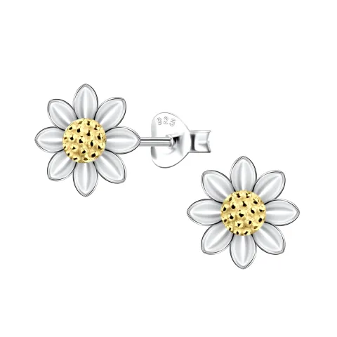 blommor barnörhängen i silver med förgyllt silver - Little Ones