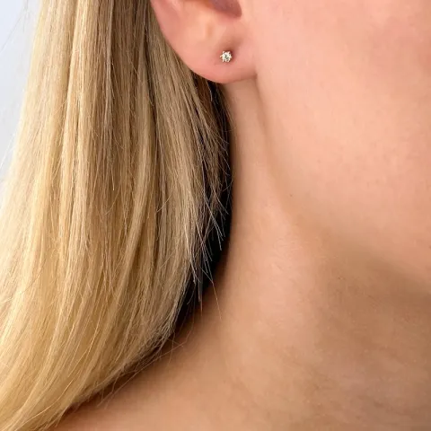 2 x 0,05 ct diamant guld solitäreörhängestift i 14 karat guld med diamant