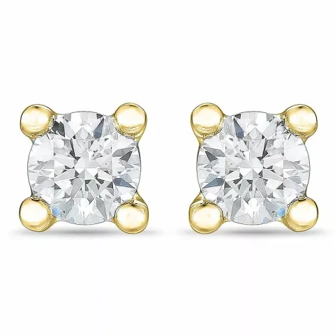 2 x 0,10 ct diamant solitäreörhängestift i 14 karat guld med diamant