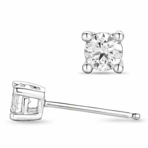 2 x 0,20 ct diamant solitäreörhängestift i 14 karat vitguld med diamant