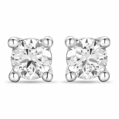 2 x 0,20 ct diamant solitäreörhängestift i 14 karat vitguld med diamant