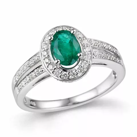oval smaragd ring i 14 karat vitguld 0,336 ct