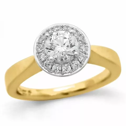 briljant ring i 14  karat guld- och vitguld 0,75 ct 0,26 ct