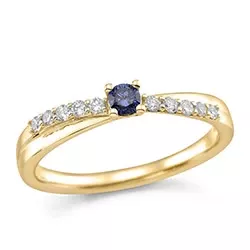Kollektionsprov blå safir ring i 14  karat guld 0,15 ct 