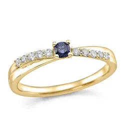 Kollektionsprov blå safir ring i 14 karat guld 0,15 ct