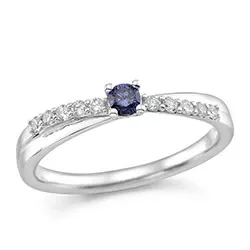 blå safir ring i 14  karat vitguld 0,15 ct 