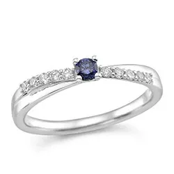 blå safir ring i 14  karat vitguld 0,15 ct 