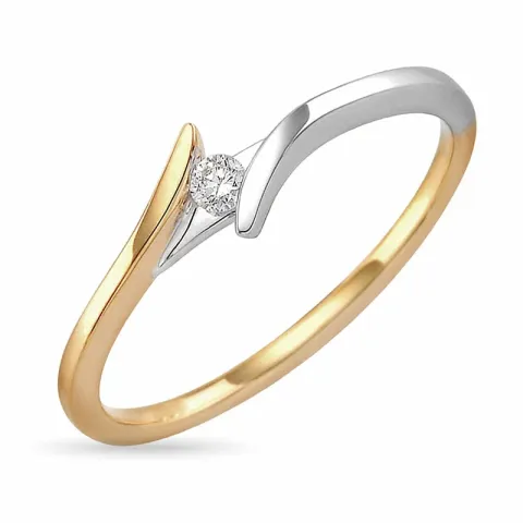 smal diamant ring i 14  karat guld- och vitguld 0,051 ct