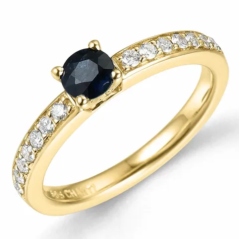 blå safir ring i 14 karat guld 0,20 ct