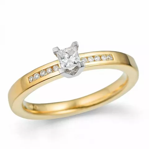 diamant ring i 14  karat guld- och vitguld 0,2 ct 0,05 ct