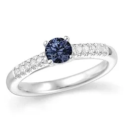 safir diamantring i 14  karat vitguld 0,10 ct 