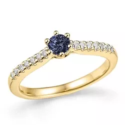 smal blå safir ring i 14  karat guld 0,14 ct 