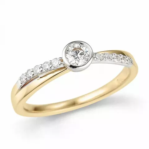 rund diamant ring i 14  karat guld- och vitguld 0,2 ct 0,15 ct