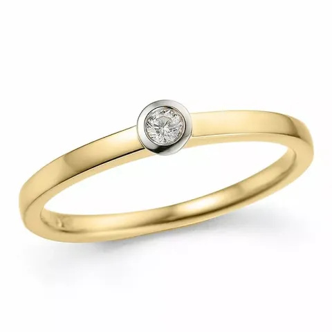 diamantring i 14 karat guld- och vitguld 0,05 ct