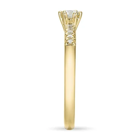 äkta  diamant guld ring i 14  karat guld 0,11 ct 0,06 ct