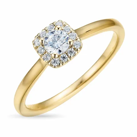 fyrkantigt diamant guldring i 14  karat guld 0,26 ct 0,084 ct