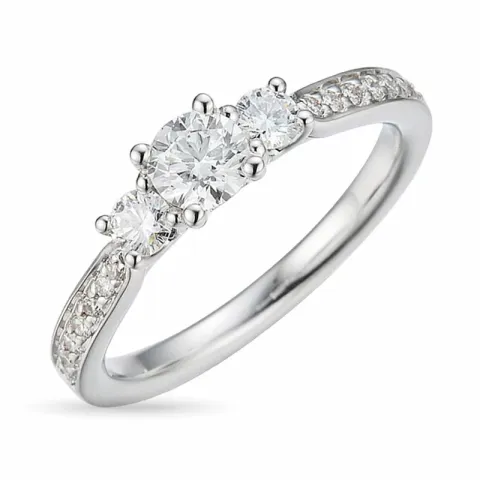 äkta diamant ring i 14 karat vitguld 0,30 ct 2 x 0,10 ct 0,11 ct
