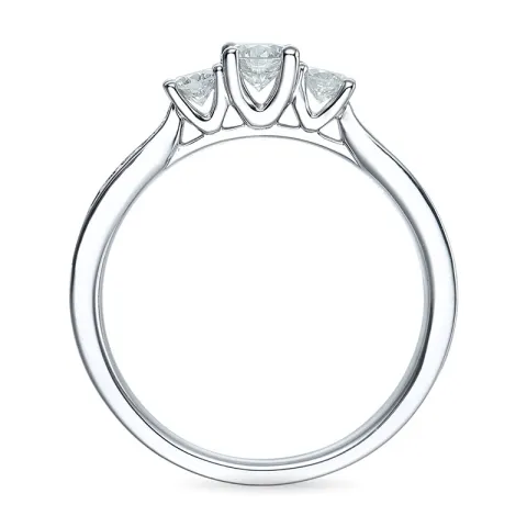 äkta diamant ring i 14 karat vitguld 0,30 ct 2 x 0,10 ct 0,11 ct