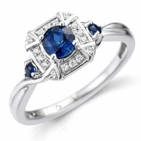 safir diamantring i 14 karat vitguld 0,07 ct
