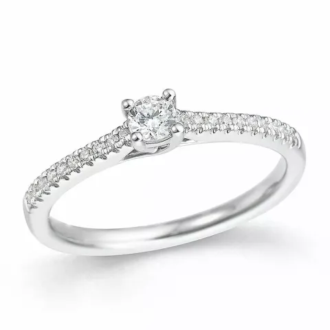 rund diamant vitgulds ring i 14 karat vitguld 0,15 ct 0,10 ct