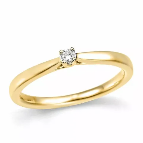 Smal diamant guldring i 14  karat guld 0,057 ct