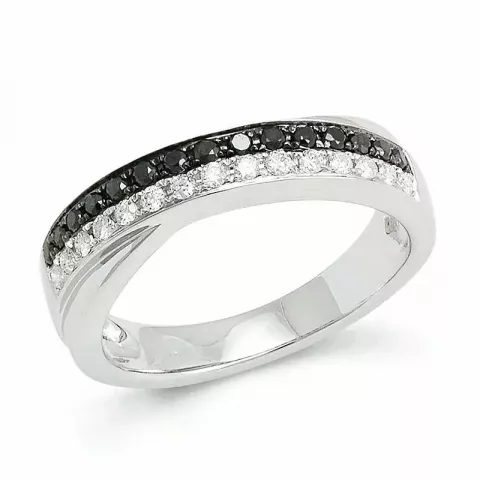 sort diamant vitgulds ring i 14  karat vitguld 0,165 ct 0,165 ct