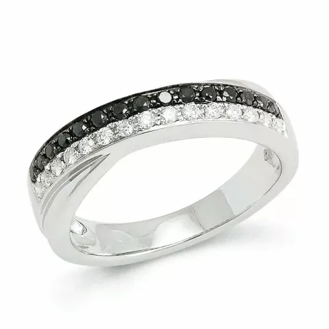 sort diamant vitgulds ring i 14 karat vitguld 0,165 ct 0,165 ct