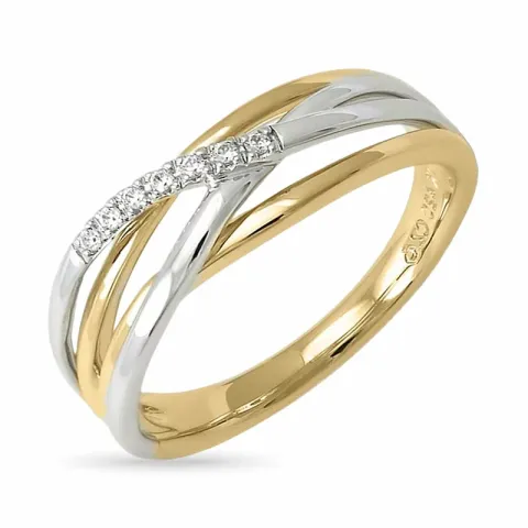 abstrakt diamant ring i 14 karat guld- och vitguld 0,045 ct