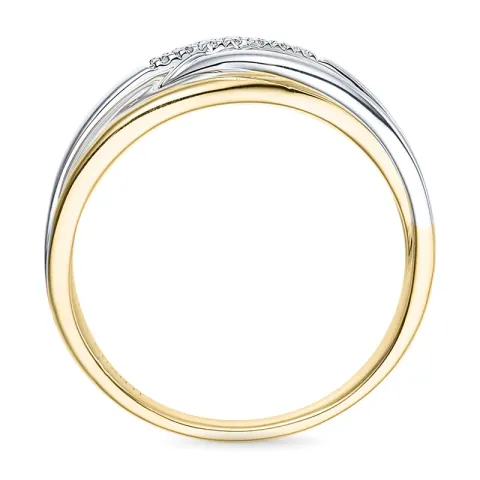 abstrakt diamant ring i 14 karat guld- och vitguld 0,045 ct