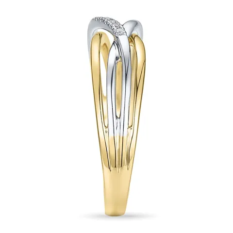 abstrakt diamant ring i 14 karat guld- och vitguld 0,045 ct