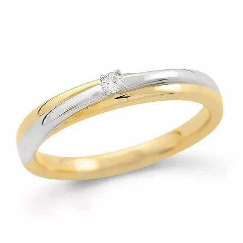 diamantring i 14 karat guld- och vitguld 0,04 ct