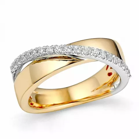 abstrakt diamant ring i 14  karat guld- och vitguld 0,2 ct