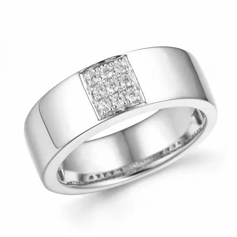 Bred diamant vitgulds ring i 14  karat vitguld 0,126 ct