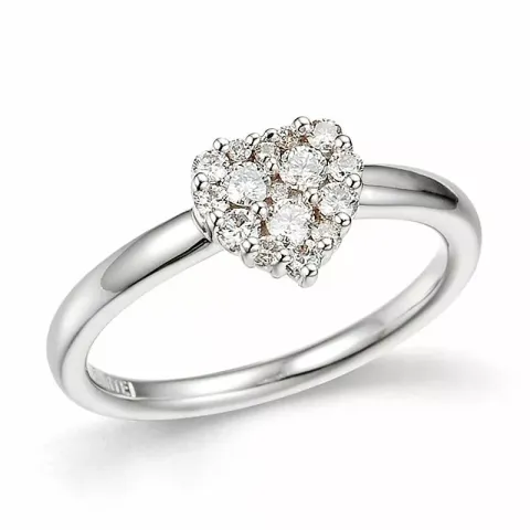 Smal hjärta diamant ring i 14  karat vitguld 0,34 ct