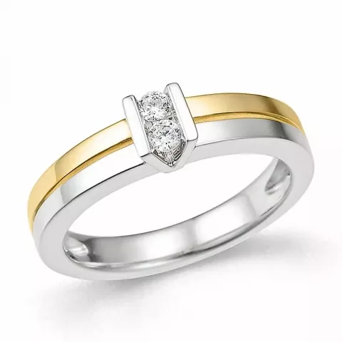 diamant ring i 14  karat guld- och vitguld 0,102 ct