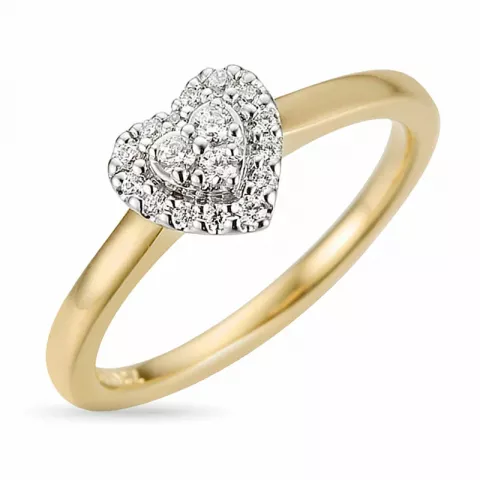 hjärta diamant ring i 14  karat guld- och vitguld 0,153 ct
