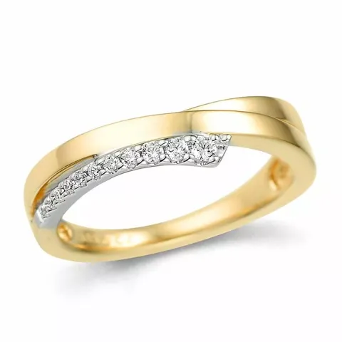 abstrakt diamantring i 14 karat guld- och vitguld 0,115 ct