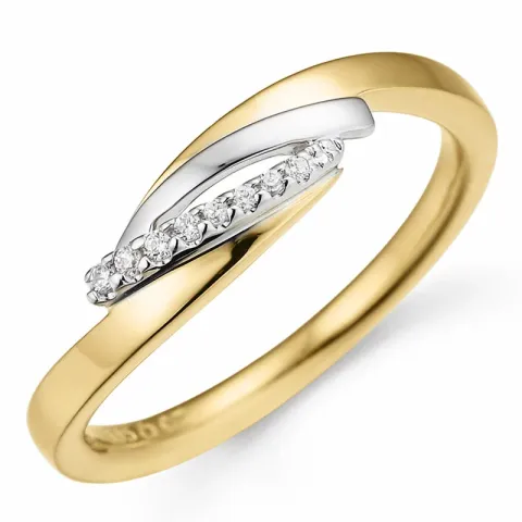 abstrakt diamantring i 14  karat guld- och vitguld 0,038 ct