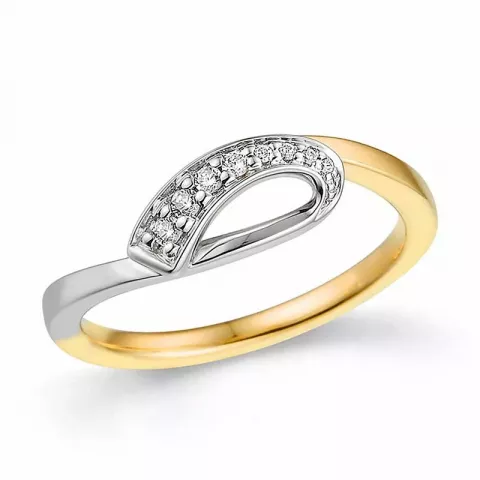abstrakt diamant ring i 14  karat guld- och vitguld 0,075 ct